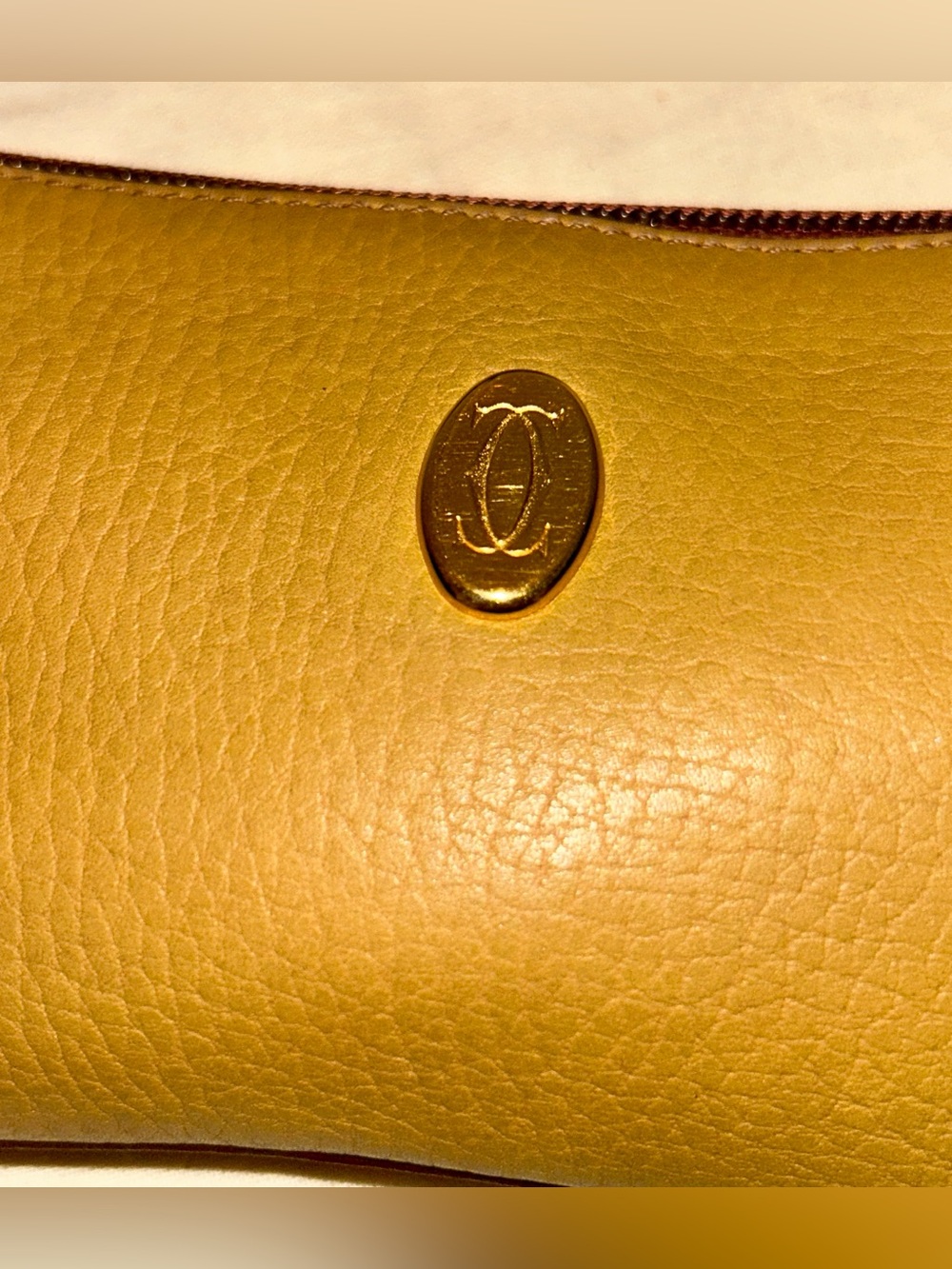 vintage Must de Cartier leather pouch/wristlet in Mustard. Rare Colorway - Picture 5 of 7